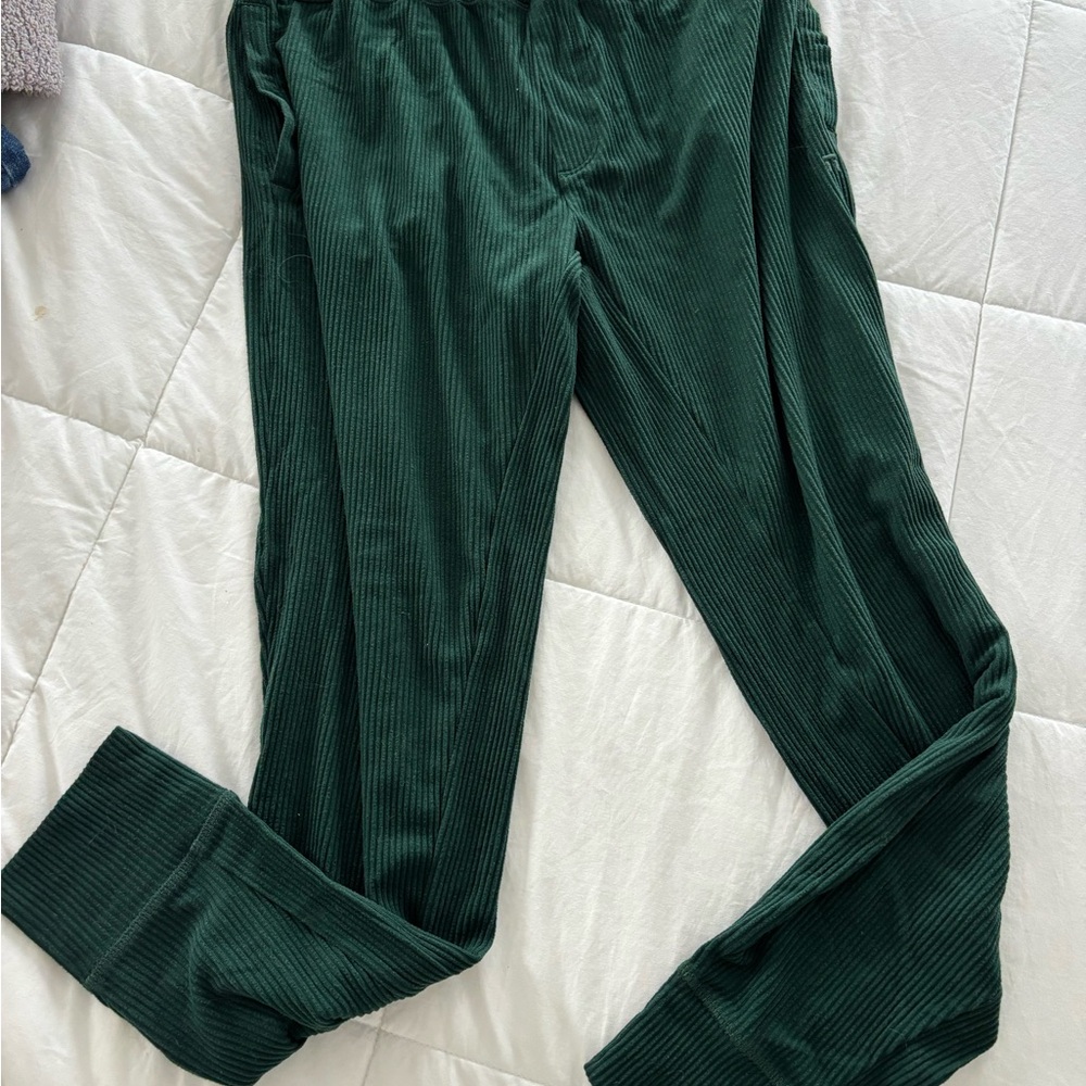 Men’s Green Ribbed Jogger Pajama Pants